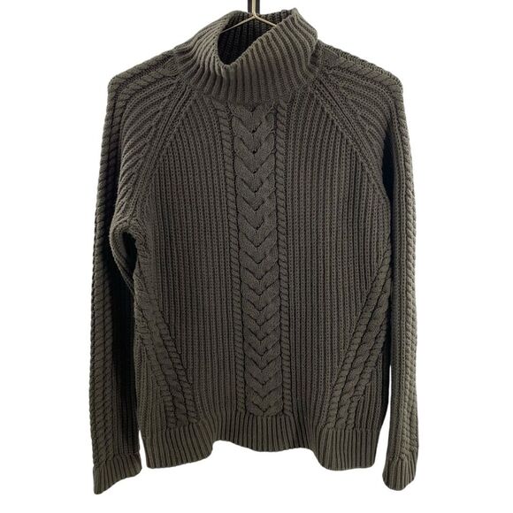Lululemon Women’s M‎ Chunky Turtleneck Sweater Olive Green Cable Knit Oversized - Picture 3 of 10